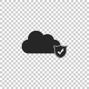 Cloud and shield with check mark icon isolated on transparent background. Cloud Illustrazione stock