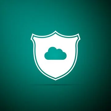 Cloud and shield icon isolated on green background. Cloud storage data イラスト素材