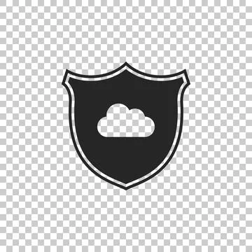 Cloud and shield icon isolated on transparent background. Cloud storage data Stock Illustration