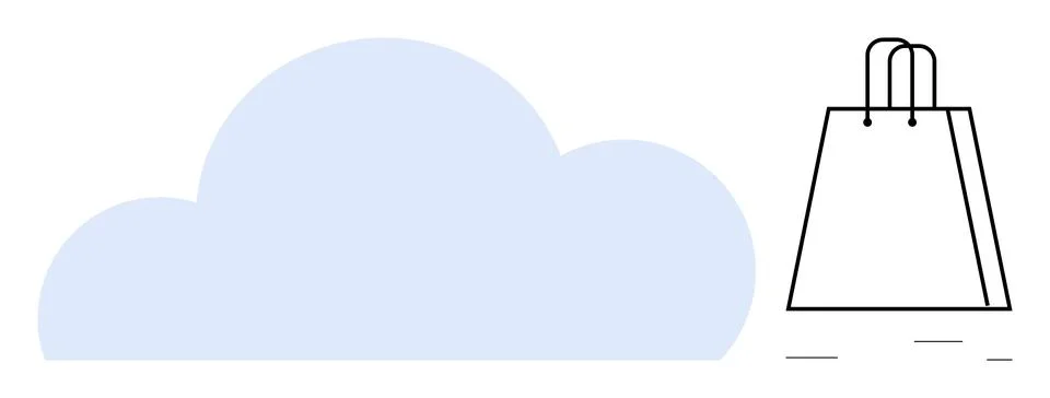 Cloud and Shopping Bag Representing Online Shopping and E-commerce Services Stock Illustration