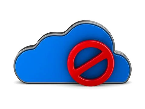 Cloud and sign forbidden on white background. Isolated 3D illustration Stock Illustration