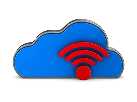 Cloud and sign wi-fi on white background. Isolated 3D illustration イラスト素材