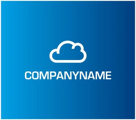 Cloud and sky. Linear, geometrical cloud on blue background. Ready logo Stock Illustration