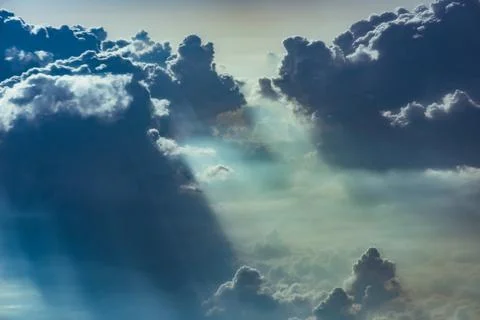 Cloud and sky view from the window of an airplane Stock Photos