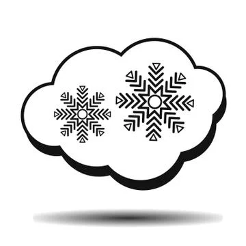 Cloud and snowflake flat Stock Illustration