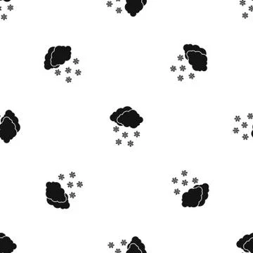 Cloud and snowflakes pattern seamless black Illustrazione stock