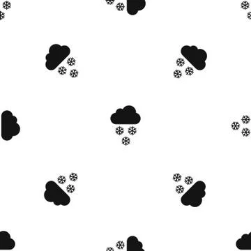 Cloud and snowflakes pattern seamless black Stockillustratie