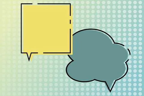 Cloud And Square Shaped Blank Speech Bubbles On Colorful Background Design Stock Illustration