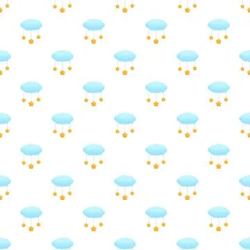 Cloud and star mobile seamless pattern for nursery decor Stock Illustration
