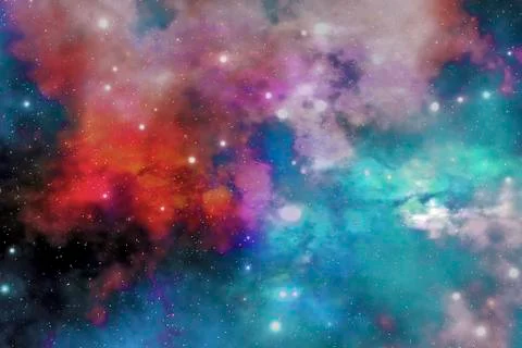 Cloud and star remnants after a supernova explosion. Stock Illustration