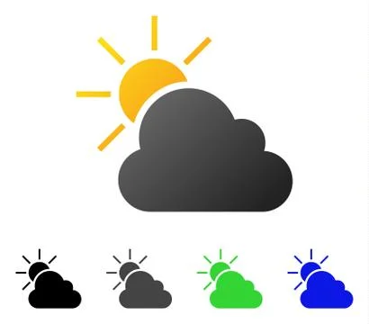 Cloud And Sun Flat Gradient Icon Stock Illustration