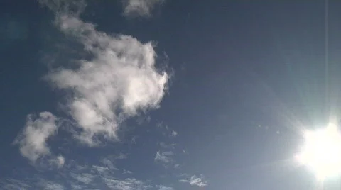 Cloud and Sun With Jet Con Trails in Time Lapse Stock Footage 591434