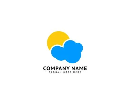 Cloud and Sun Logo Icon Template Vector Design Stock Illustration