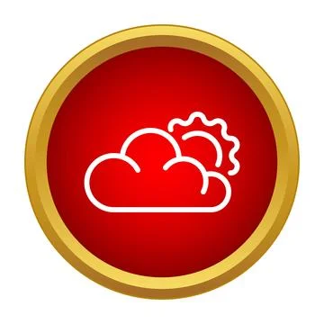 Cloud and sun outline weather forecast icon Stock Illustration