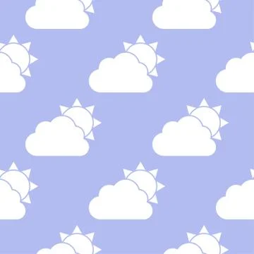 Cloud and sun seamless pattern Stock Illustration