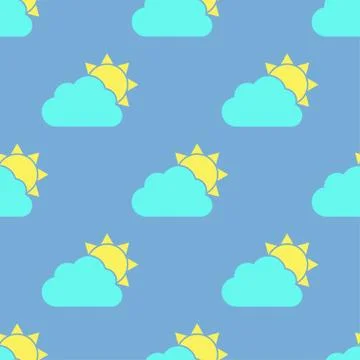 Cloud and sun seamless pattern Stock Illustration