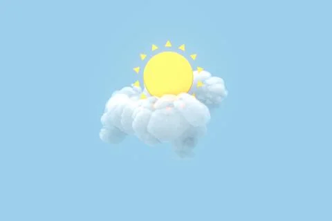Cloud and sun, weather forecast, 3d rendering. Stock Illustration