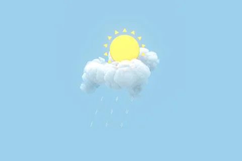 Cloud and sun, weather forecast, 3d rendering. Stock Illustration