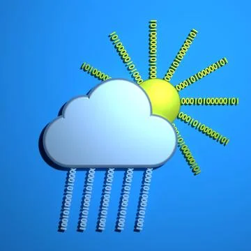 Cloud and sun wheather symbol cyber security concept Illustrazione stock