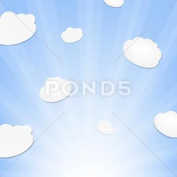 Cloud and sunburst Stock Illustration