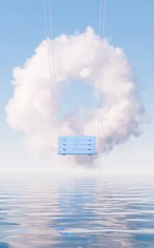 Cloud and swing, 3d rendering. Stock Illustration