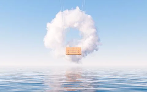 Cloud and swing, 3d rendering. Stock Illustration