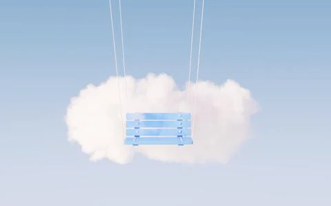 Cloud and swing, 3d rendering. Stock Illustration