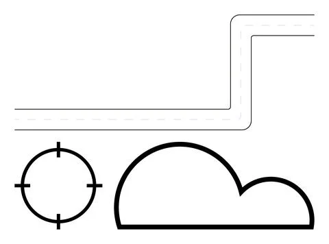Cloud and target icons connected by a right-angled line. Ideal for IT, techno イラスト素材