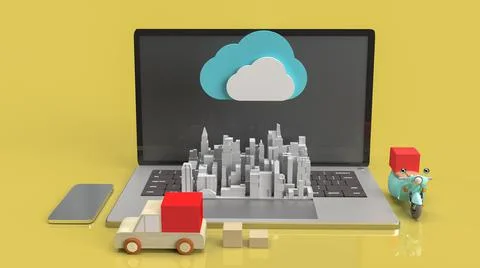The cloud and technology equipment for CLOUD COMPUTING content 3d rendering.. Stock Illustration