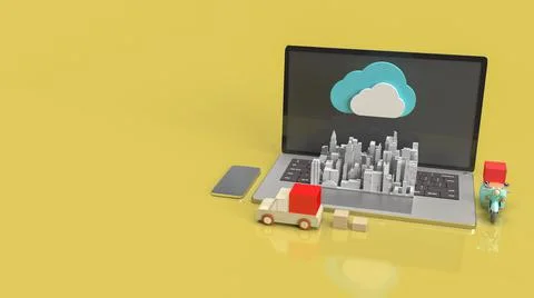 The cloud and technology equipment for CLOUD COMPUTING content 3d rendering.. Stock Illustration