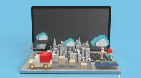 The cloud and technology equipment for CLOUD COMPUTING content 3d rendering.. Stock Illustration