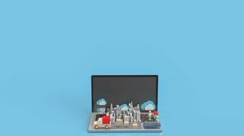 The cloud and technology equipment for CLOUD COMPUTING content 3d rendering.. Stock Illustration