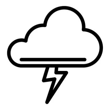 Cloud and thunderstorm line icon. Lightning bolt in cloud vector illustration Illustrazione stock