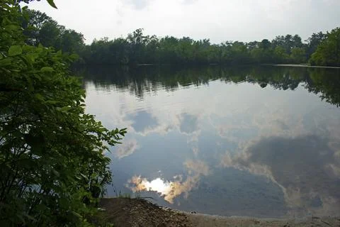 Cloud and Tree Reflections in Lake -09 Stock Photos