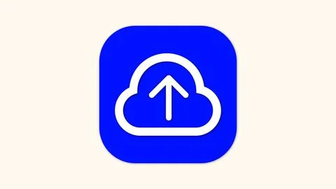 Cloud and a upload arrow icon on a white background. 스톡 일러스트