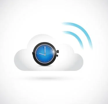 Cloud and watch connection. illustration design 库存插图