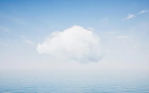 Cloud and water surface, 3d rendering. Illustrazione stock