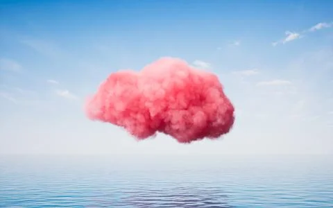 Cloud and water surface, 3d rendering. Stock Illustration