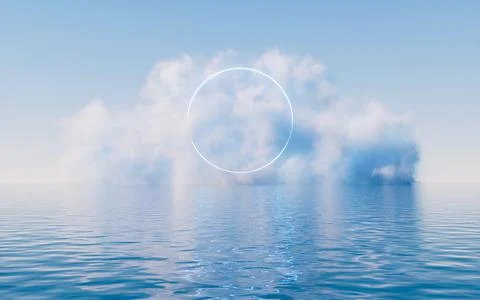 Cloud and water surface, 3d rendering. イラスト素材