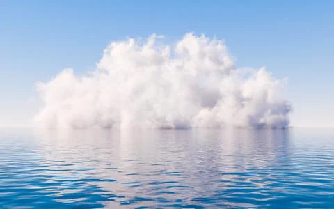 Cloud and water surface, 3d rendering. Stock Illustration