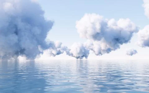 Cloud and water surface, 3d rendering. Stock Illustration