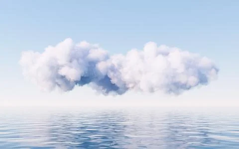 Cloud and water surface, 3d rendering. Stock Illustration