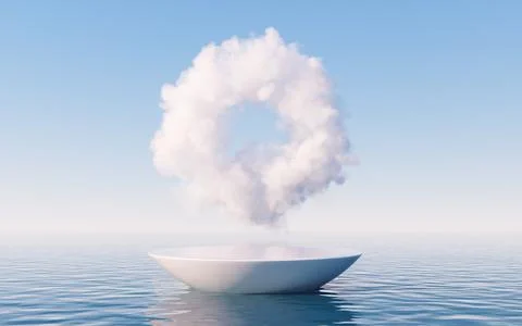 Cloud and water surface, 3d rendering. Illustrazione stock