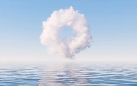 Cloud and water surface, 3d rendering. Stock Illustration