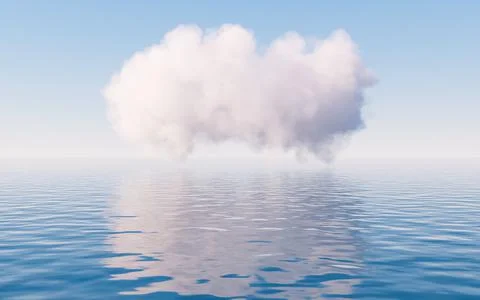 Cloud and water surface, 3d rendering. Stock Illustration