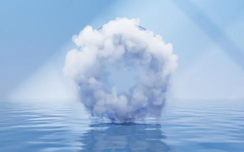 Cloud and water surface, 3d rendering. Stock Illustration