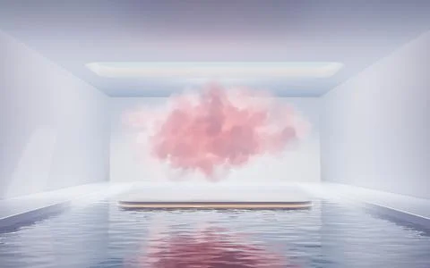 Cloud and water surface, 3d rendering. Stock Illustration