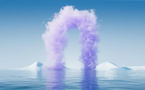 Cloud and water surface, 3d rendering. 스톡 일러스트