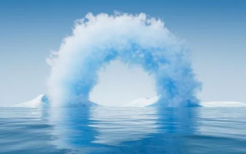 Cloud and water surface, 3d rendering. イラスト素材