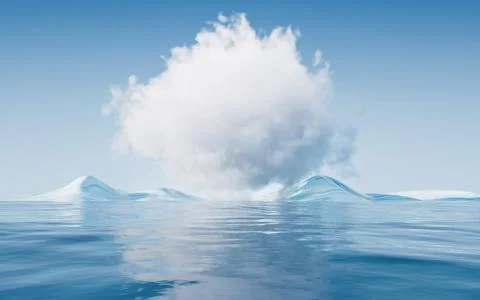 Cloud and water surface, 3d rendering. Stock Illustration